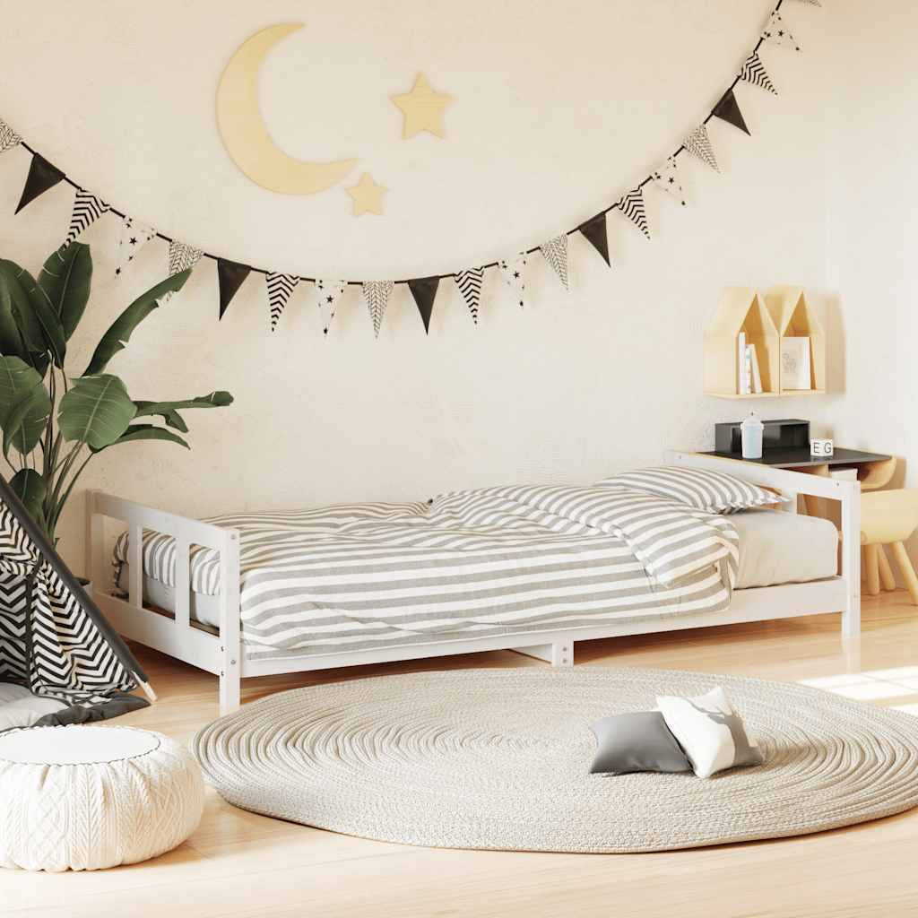 Vidaxl Estructura De Cama Para Niños Madera De Pino Blanco 90x200 Cm_1