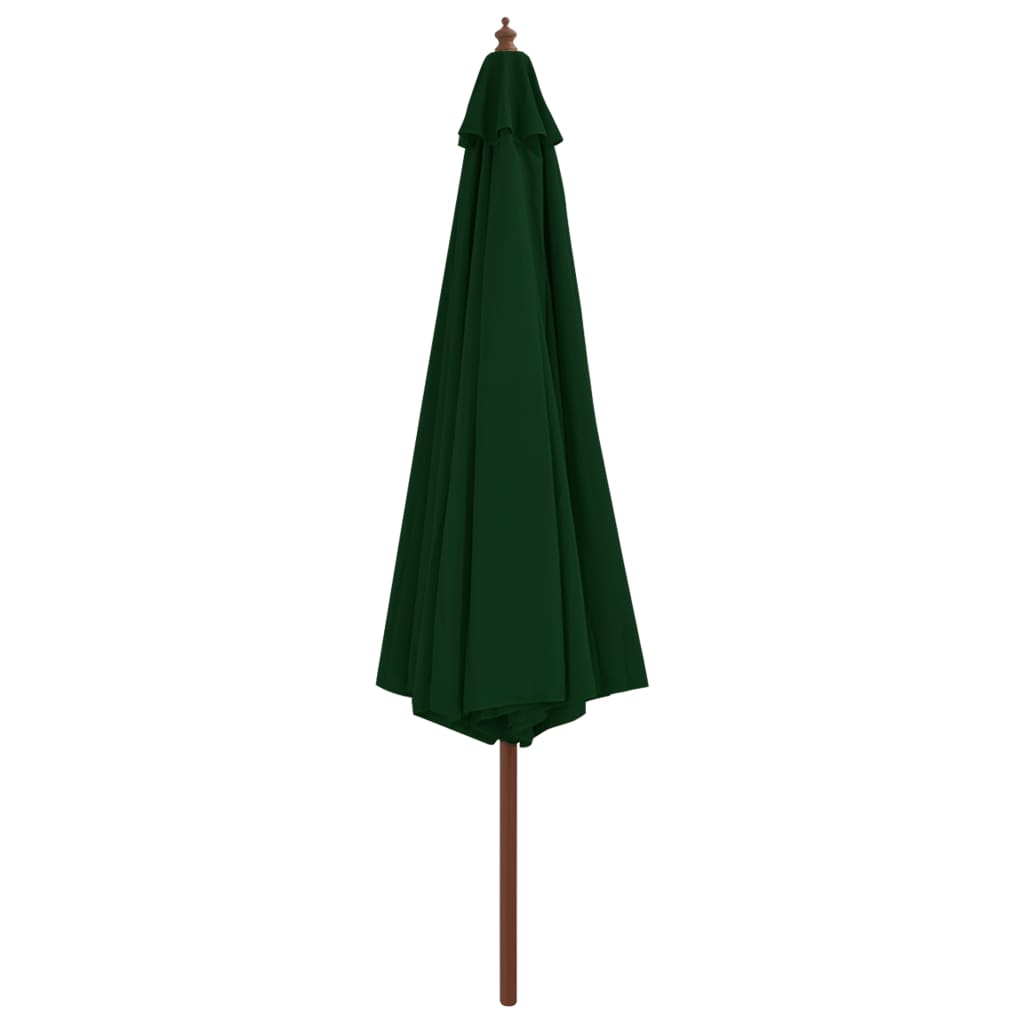Sombrilla De Jardín Con Palo De Madera 350 Cm Verde_0