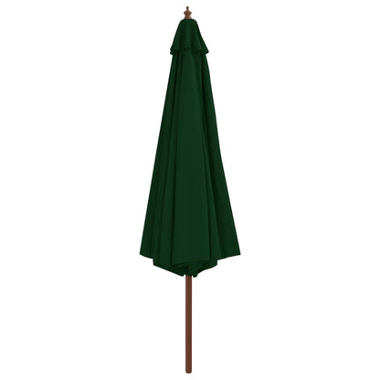 Sombrilla De Jardín Con Palo De Madera 350 Cm Verde_0