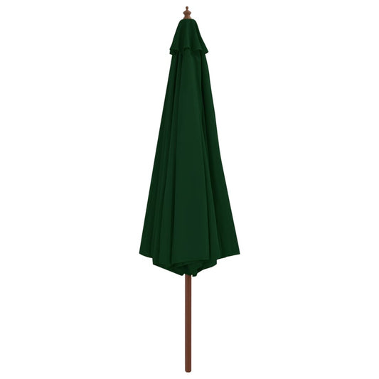 Sombrilla De Jardín Con Palo De Madera 350 Cm Verde_0