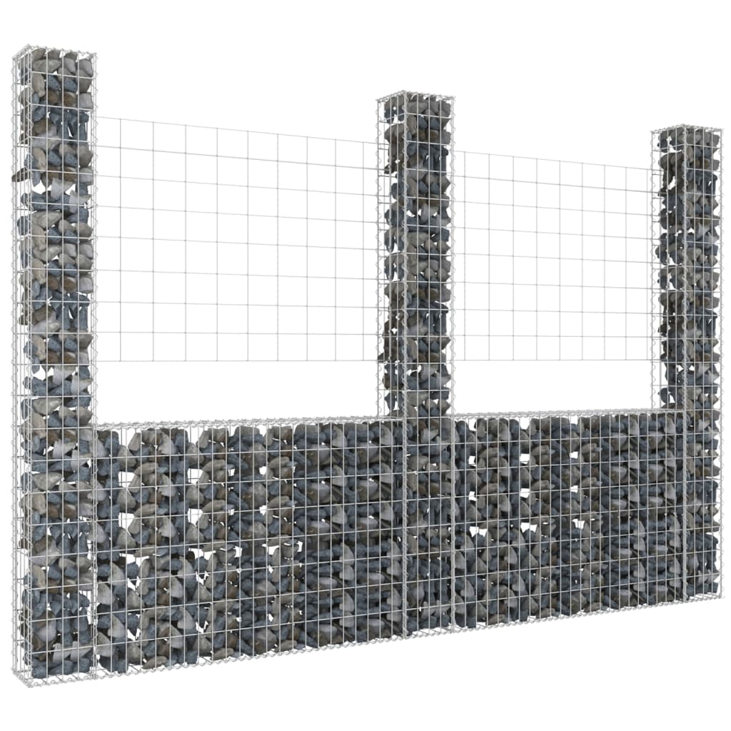 Cesta De Gaviones Forma De U 3 Postes De Hierro 260x20x200 Cm / Vetonek_2
