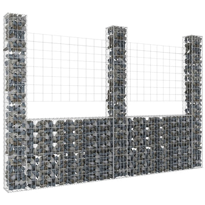 Cesta De Gaviones Forma De U 3 Postes De Hierro 260x20x200 Cm / Vetonek_2