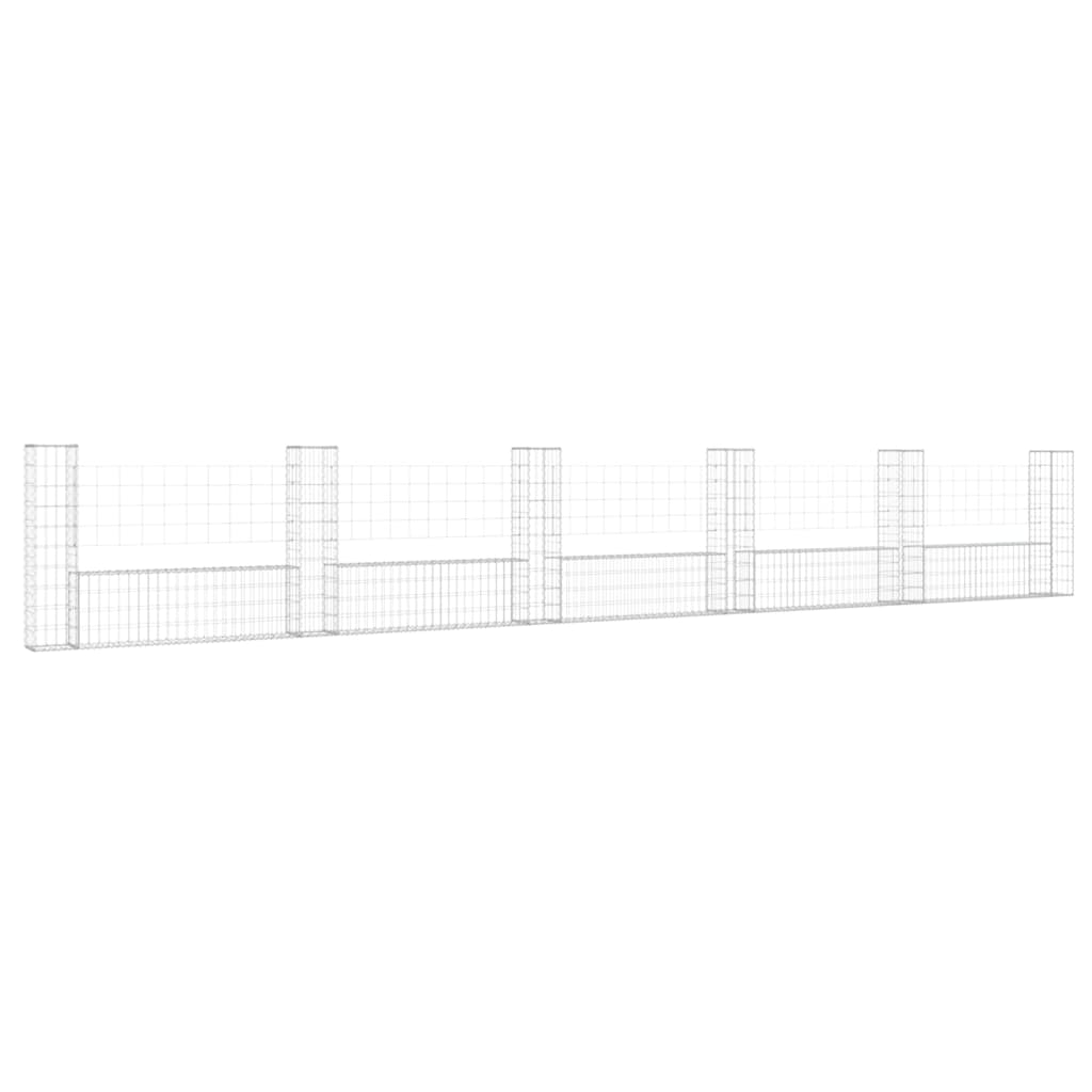 Cesta De Gaviones Forma De U 6 Postes De Hierro 620x20x100 Cm / Vetonek_3