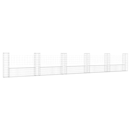 Cesta De Gaviones Forma De U 6 Postes De Hierro 620x20x100 Cm / Vetonek_3