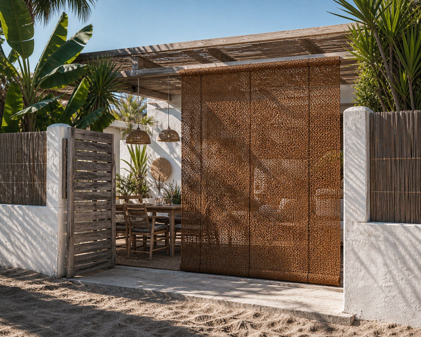 Persiana Coco Natural 0,9/1x2,40 M 100% Ocultación Exterior Terraza Jardín_5