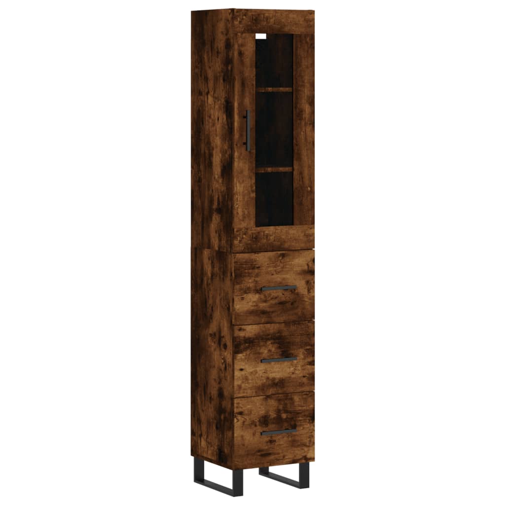 Aparador De Madera Contrachapada Roble Ahumado 34,5x34x180 Cm_1
