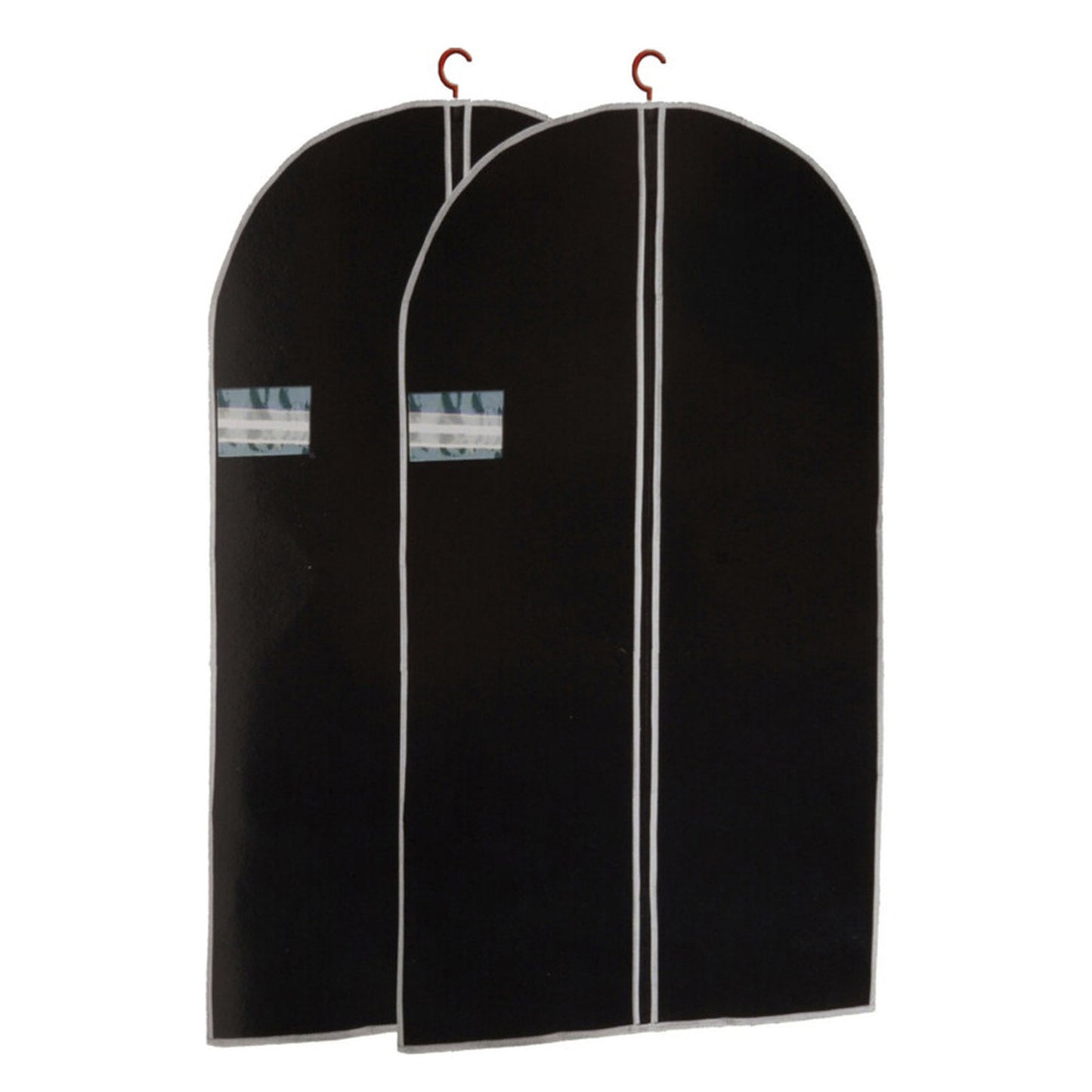 Well Home Juego De 2 Cubrevestidos De Tnt 45g, Tamaño 60x150cm, Negro Con Cremallera Y Ventana Pe