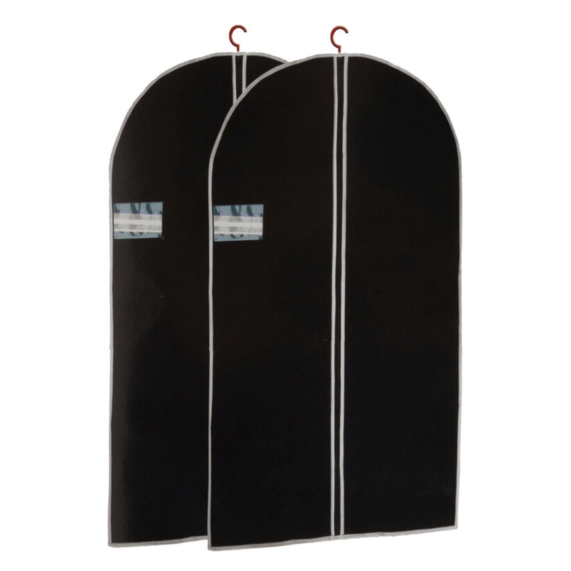 Well Home Juego De 2 Cubrevestidos De Tnt 45g, Tamaño 60x150cm, Negro Con Cremallera Y Ventana Pe