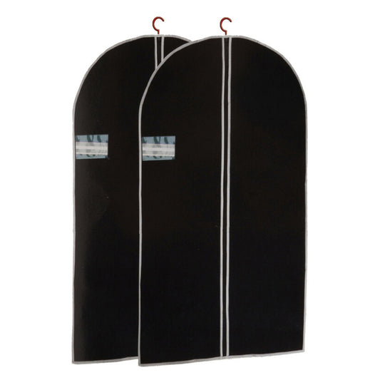 Well Home Juego De 2 Cubrevestidos De Tnt 45g, Tamaño 60x150cm, Negro Con Cremallera Y Ventana Pe