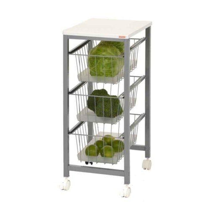 Verdulero 3 cestas color madera blanca Duett