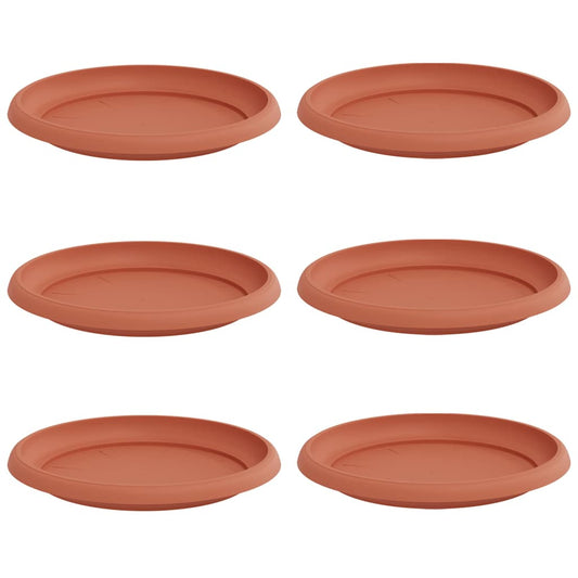Bandeja Redonda Para Flores 6 Uds. Rojo Ladrillo Plástico_0