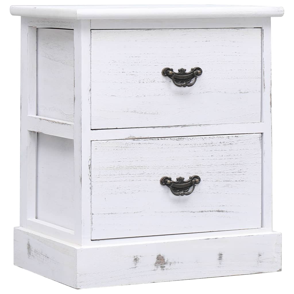 Mesitas De Noche 2 Uds Madera De Paulownia Blanco 38x28x45 Cm_0