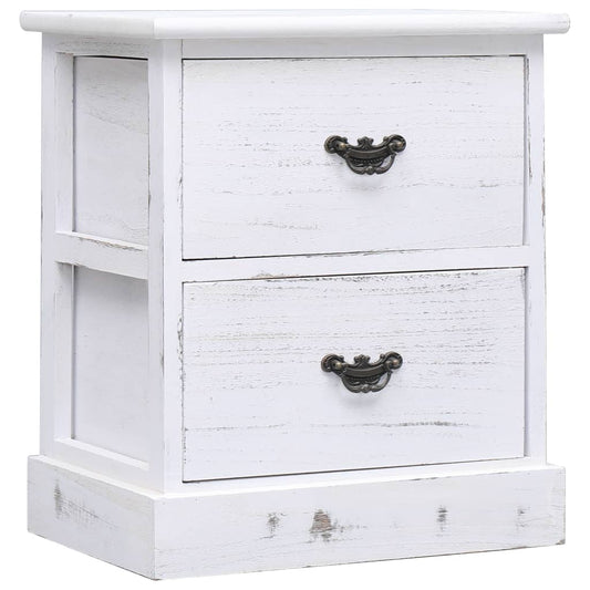 Mesitas De Noche 2 Uds Madera De Paulownia Blanco 38x28x45 Cm_0