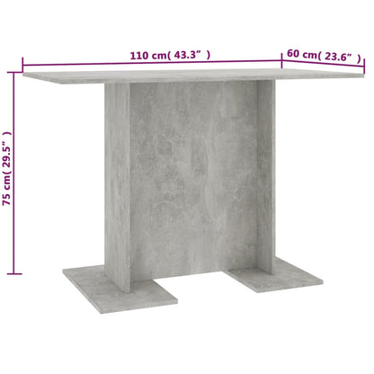 Mesa De Comedor De Madera Gris Hormigón 110x60x75 Cm_4