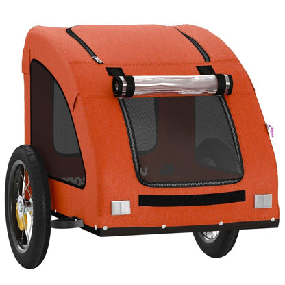 Vidaxl Remolque De Bicicleta Mascotas Hierro Tela Oxford Naranja_4