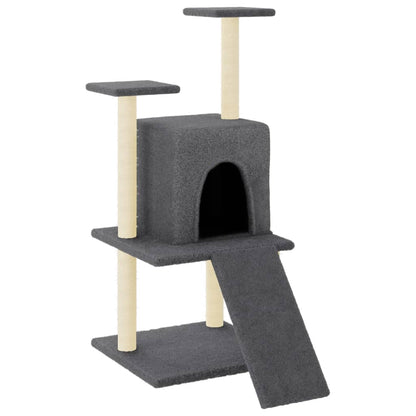 Rascador Para Gatos Con Postes De Sisal Gris Oscuro 110 Cm_0