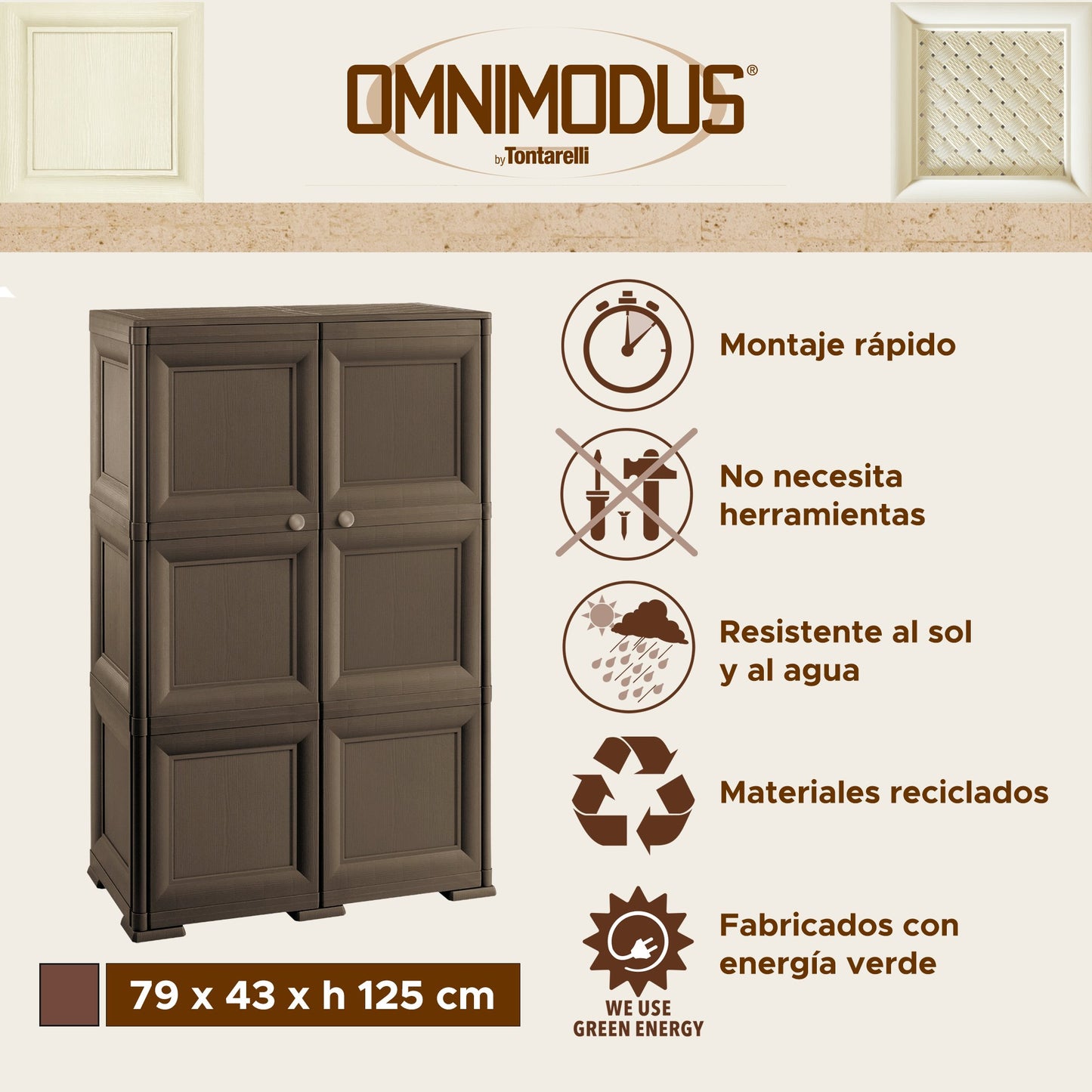Caja De Almacenamiento Multiusos De 6 Compartimentos Y 6 Puertas Wengué_1