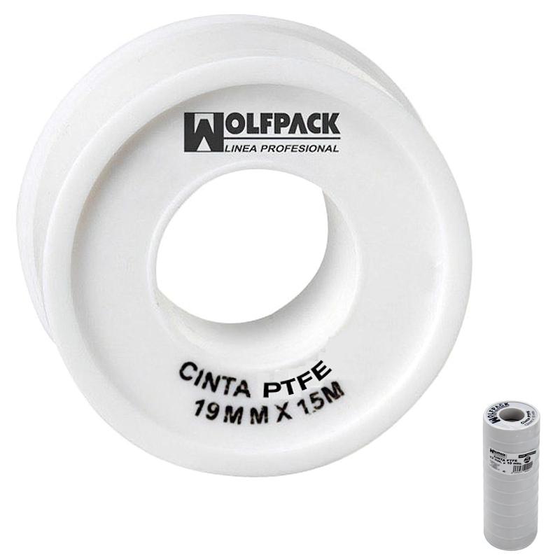 Cinta Ptfe Wolfpack  19 Mm. X 15 M. (paquete De 10 Rollos)