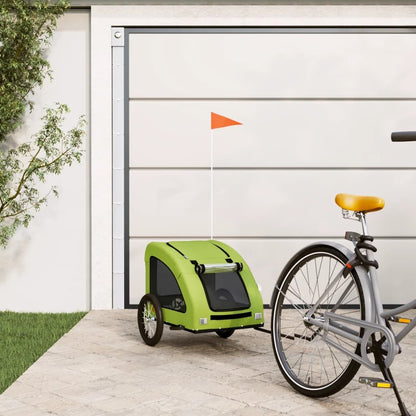 Vidaxl Remolque De Bicicleta Mascotas Hierro Tela Oxford Verde_1