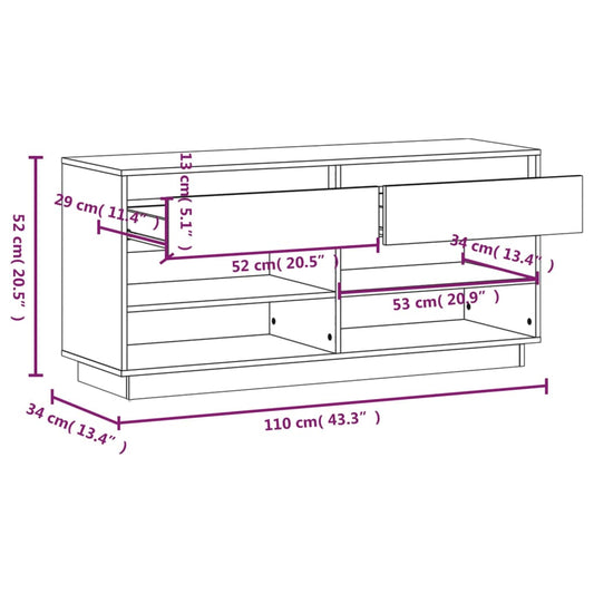 Mueble Zapatero De Madera Maciza De Pino 110x34x52 Cm / Vetonek_0