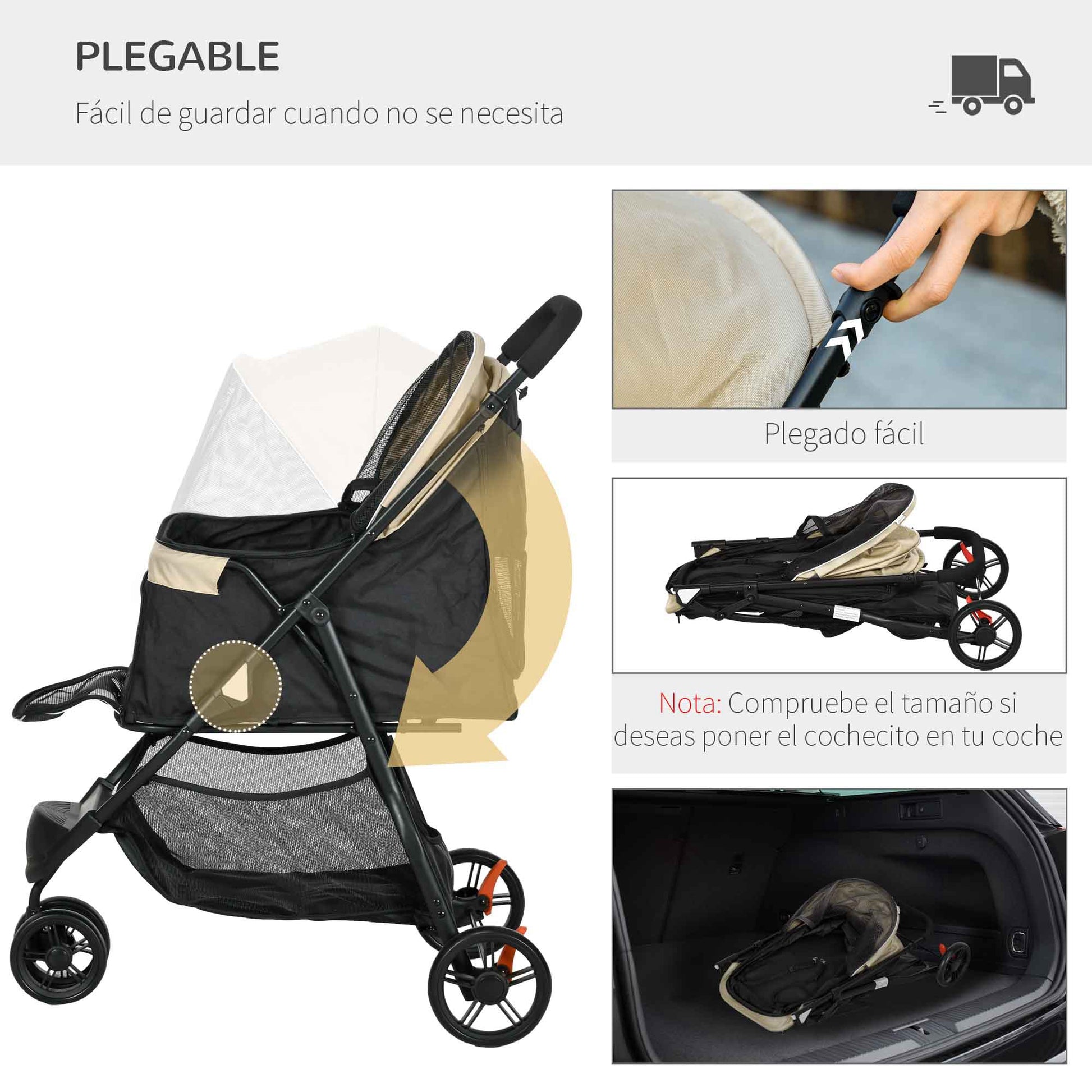 Pawhut Carrito Para Perros Plegable Con Cesta De Almacenaje 80,5x51,5x100 Cm_4