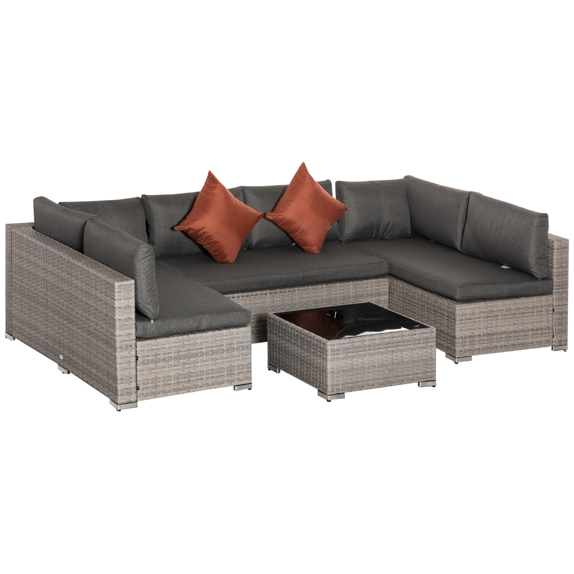 Outsunny Conjunto De Muebles Jardín De Ratán 4 Piezas Con Cojines Desenfundables_0
