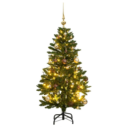 Vidaxl Árbol Navidad Artificial Con Bisagras 150 Led Y Bolas 120 Cm_0