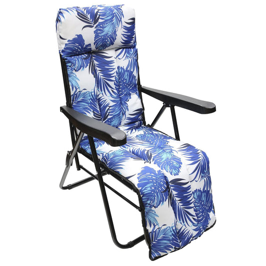 Silla Playa Acolchada, Estructura Acero Reclinable 5 Posiciones Con Reposapies, Silla Multiposición, Silla Con Reposabrazos_0