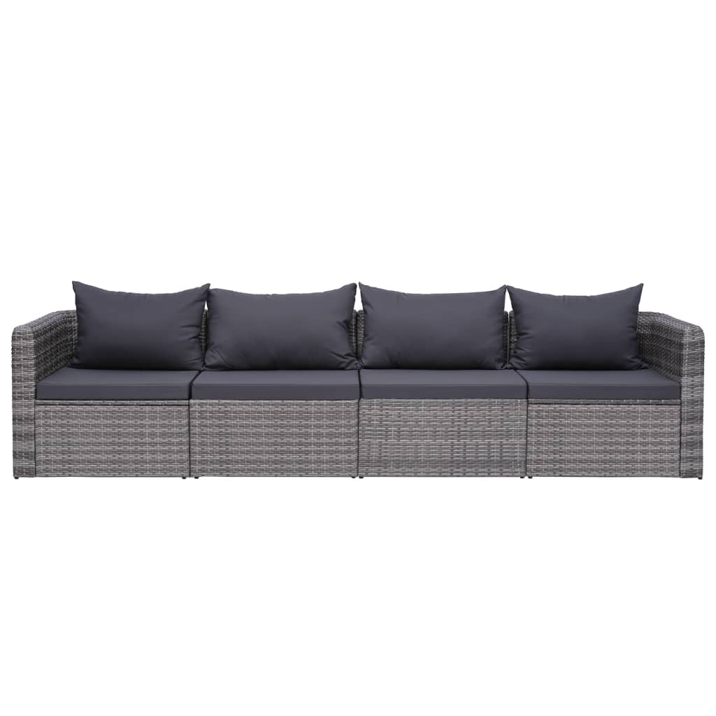 Vidaxl Set De Sofás De Jardín 4 Piezas Y Cojines Ratán Sintético Gris_0