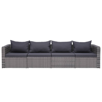 Vidaxl Set De Sofás De Jardín 4 Piezas Y Cojines Ratán Sintético Gris_0