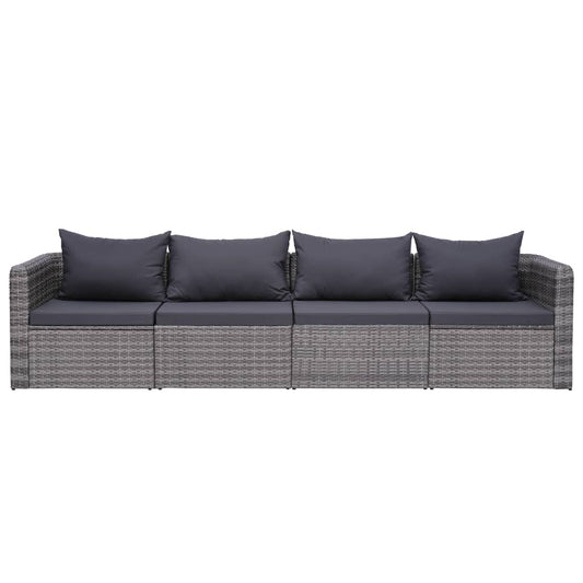 Vidaxl Set De Sofás De Jardín 4 Piezas Y Cojines Ratán Sintético Gris_0