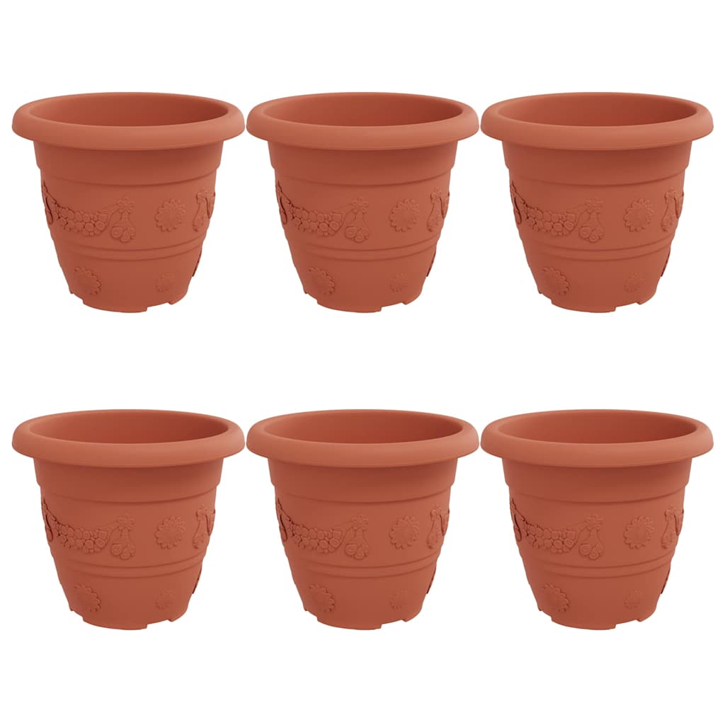 Maceta Redonda Para Flores 6 Pcs Rojo Ladrillo Ø 26 X 21.5 Cm_0