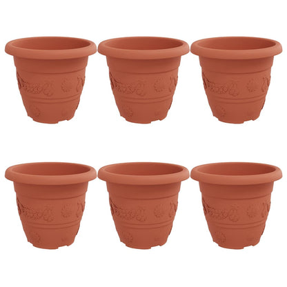 Maceta Redonda Para Flores 6 Pcs Rojo Ladrillo Ø 26 X 21.5 Cm_0