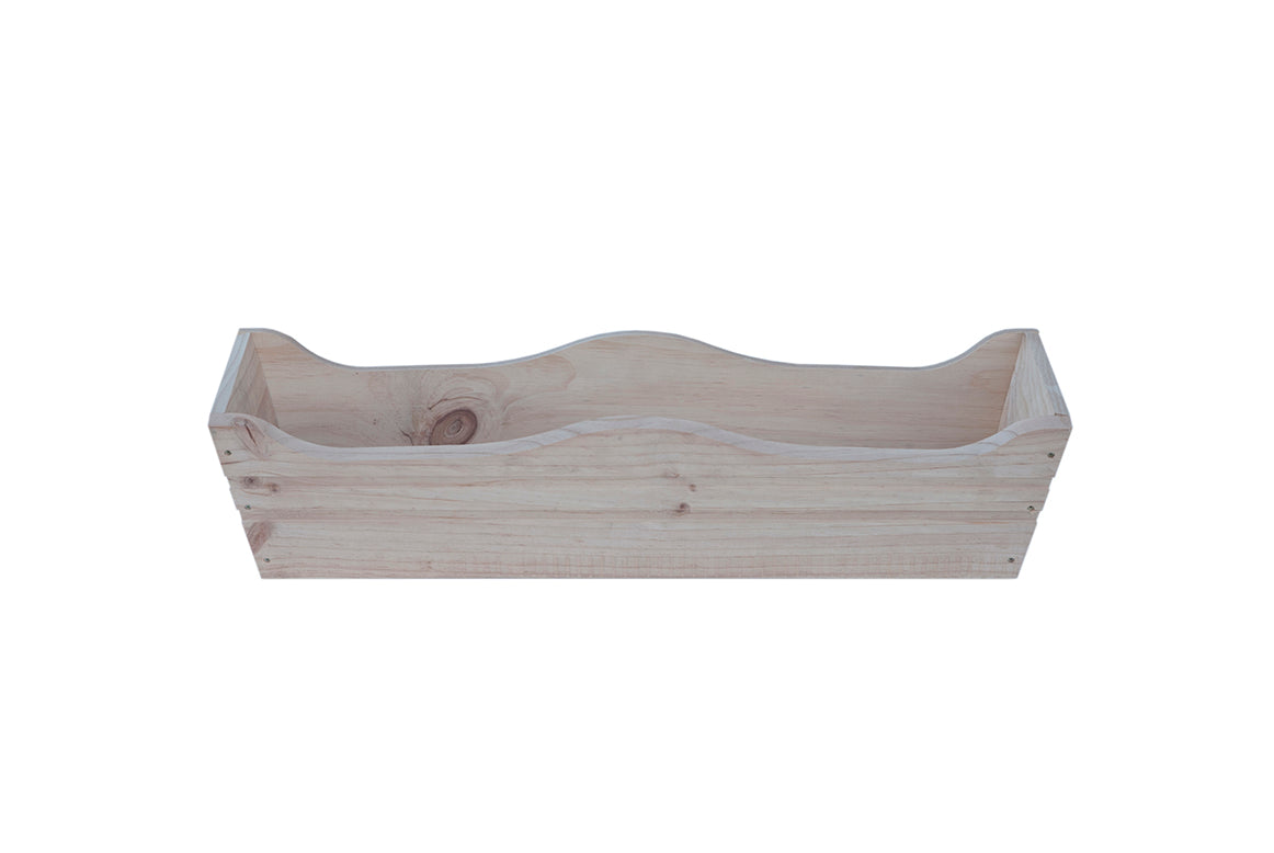 Jardinera De Balcon Ondulada De Madera Natural De 80 X 20 X 19,5 Cm 10l + Bolsa Geotextil_0