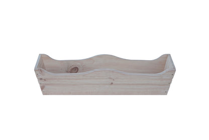 Jardinera De Balcon Ondulada De Madera Natural De 80 X 20 X 19,5 Cm 10l + Bolsa Geotextil_0