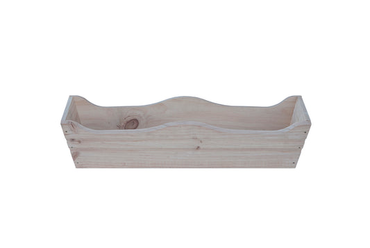 Jardinera De Balcon Ondulada De Madera Natural De 80 X 20 X 19,5 Cm 10l + Bolsa Geotextil_0