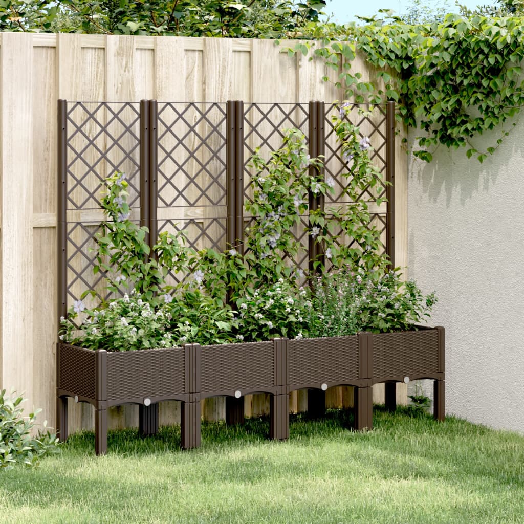 Jardinera Con Enrejado Pp Marrón 160x40x142 Cm_1