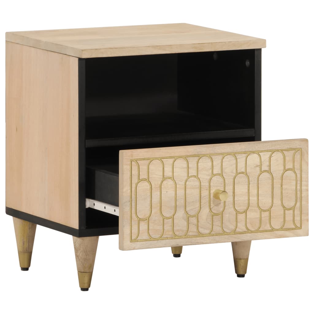 Mesita De Noche De Madera Maciza De Mango 40x33x46 Cm_0