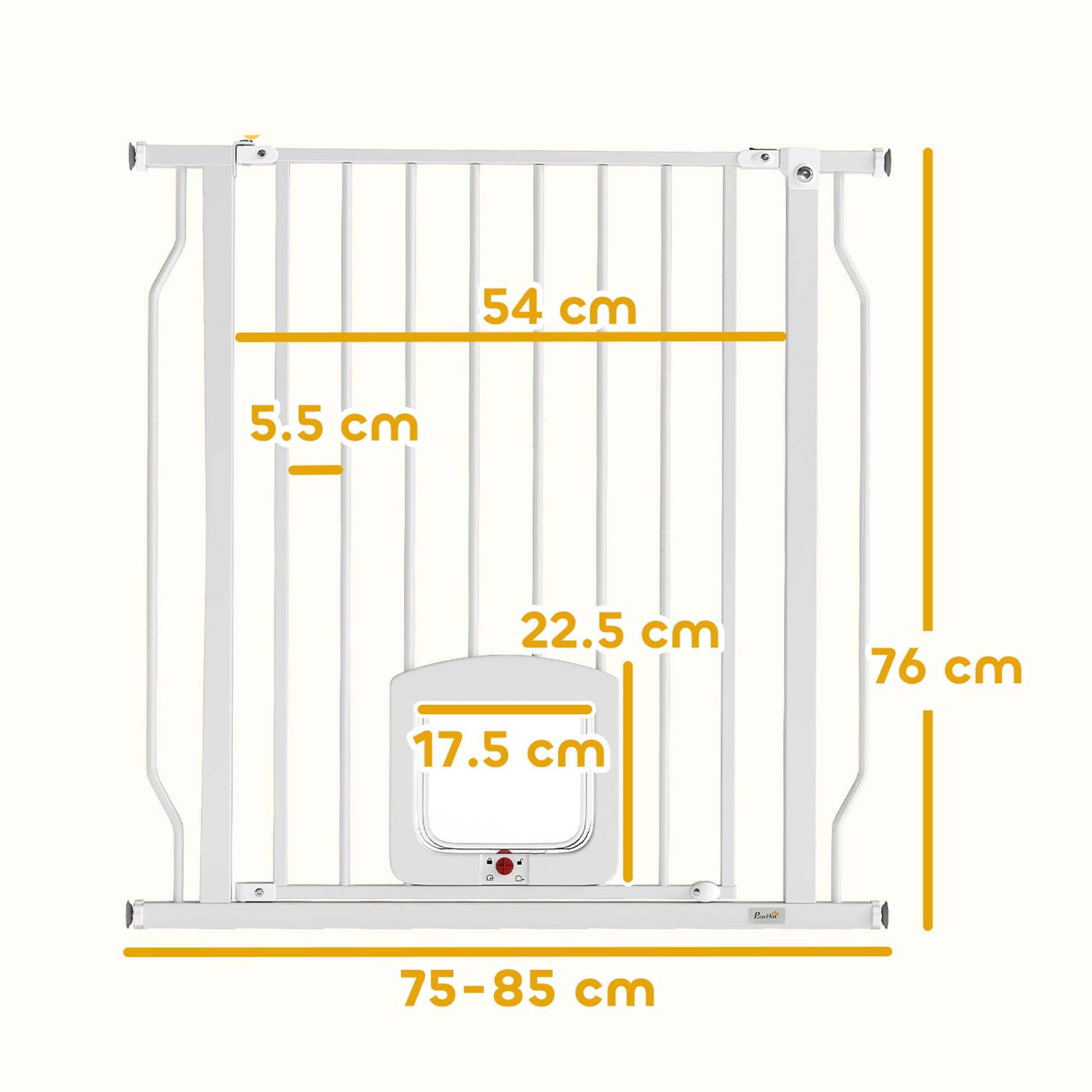 Pawhut Barrera De Seguridad Para Perros Para Escaleras Y Puertas 75-85 Cm Blanco_2