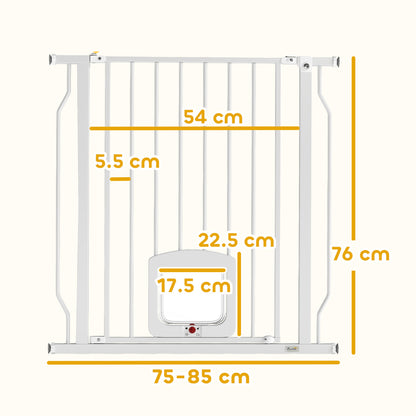 Pawhut Barrera De Seguridad Para Perros Para Escaleras Y Puertas 75-85 Cm Blanco_2
