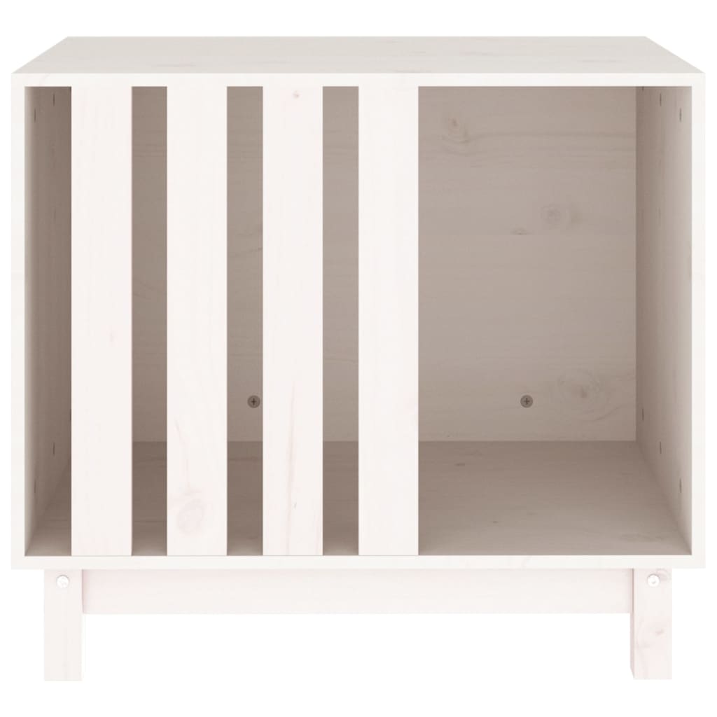 Caseta Para Perros Madera Maciza De Pino Blanco 70x50x62 Cm_3