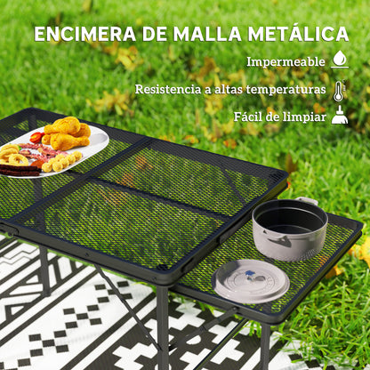 Outsunny Mesa Plegable Camping De Aluminio Con Laterales Abatibles Negro_5