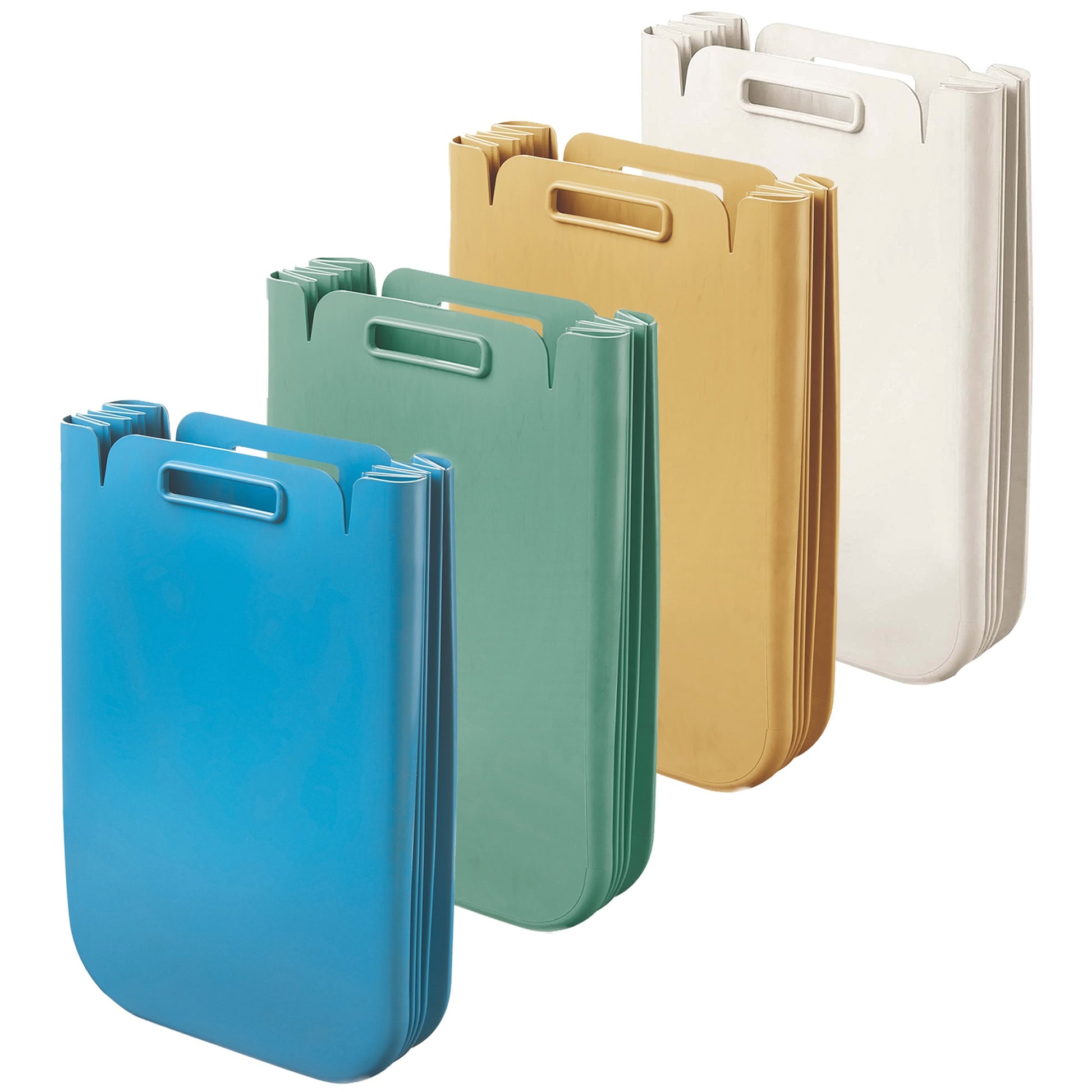 Set De 4x Contenedor Multiusos Plegable 25 Litros C/uno (100l Totales), En Plástico Reciclado, 45x30 Cms, En Color_0