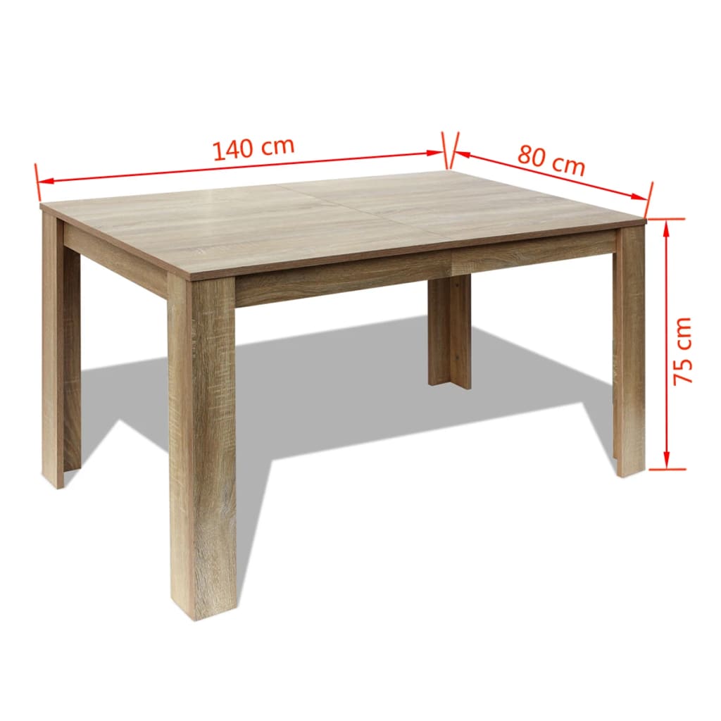 Mesa De Comedor Color Roble 140x80x75 Cm_3