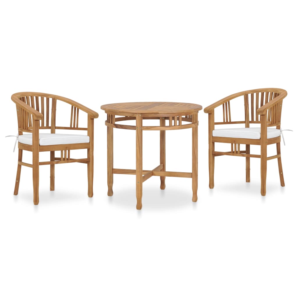Vidaxl Set De Comedor De Jardín 3 Pzas Y Cojines Madera Maciza De Teca_0