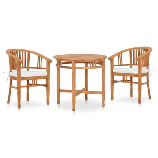Vidaxl Set De Comedor De Jardín 3 Pzas Y Cojines Madera Maciza De Teca_0