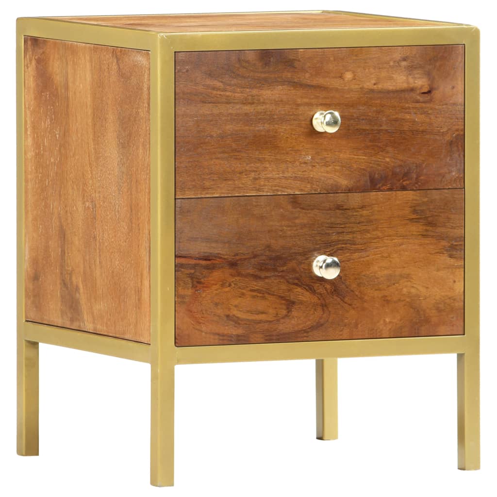 Mesita De Noche De Madera Maciza De Mango 40x35x50 Cm_4