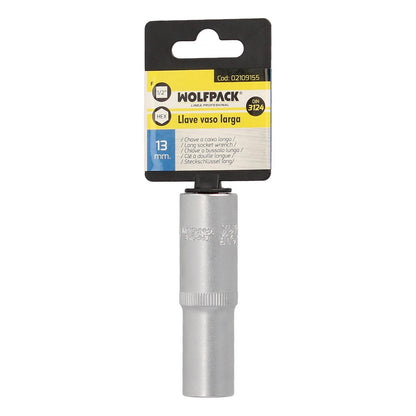 Llave Vaso 1/2 Hexagonal Larga 13 Mm. Perfil De 6 Caras. Acero Cromo Vanadio, Aristas Redondas