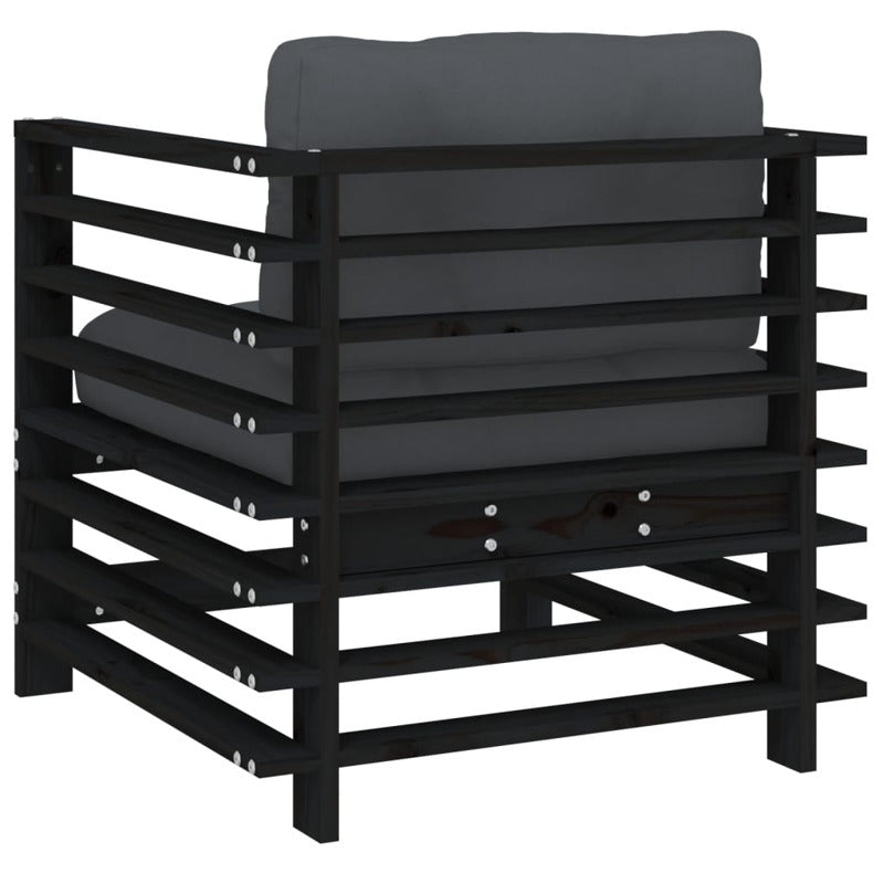 Vidaxl Sillones De Jardín Con Cojines 2 Uds Madera Maciza Pino Negro_5