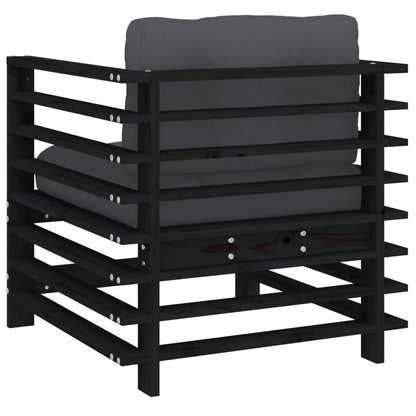 Vidaxl Sillones De Jardín Con Cojines 2 Uds Madera Maciza Pino Negro_5